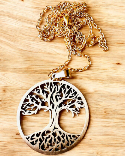 Collar "Árbol de la Vida" de Acero Inoxidable - personalización con grabado, 2 variantes de color