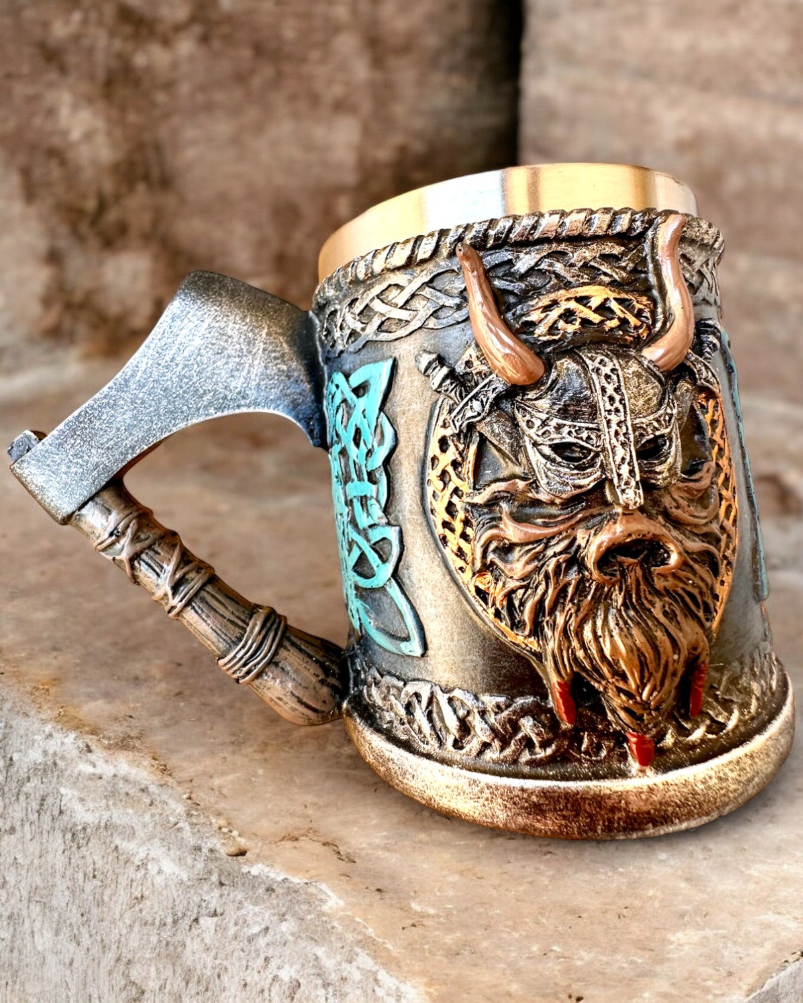 Taza vikinga Cuerno de Ragnar - con opción de grabado para regalo, 250 ml