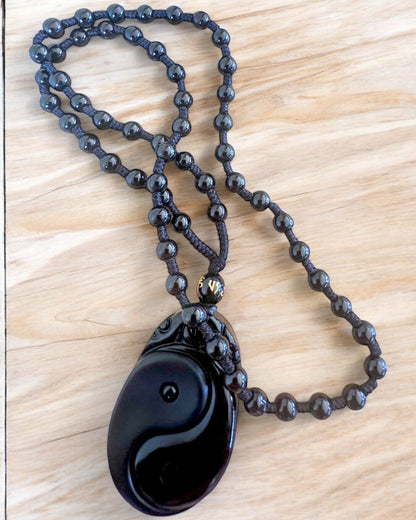 Amuleto de Obsidiana Yin Yang con Grabado - Armonía y Protección, personalización con grabado para regalo