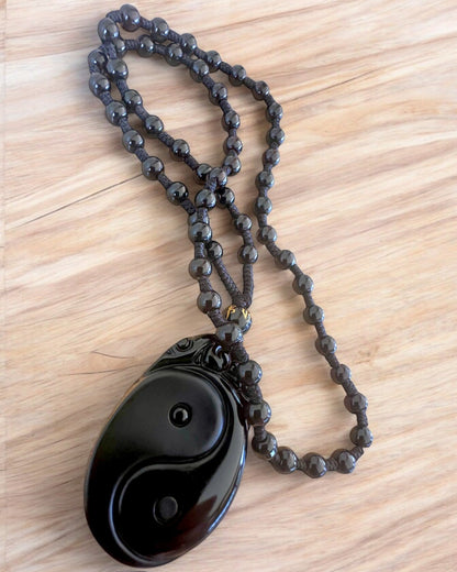 Amuleto de Obsidiana Yin Yang con Grabado - Armonía y Protección, personalización con grabado para regalo