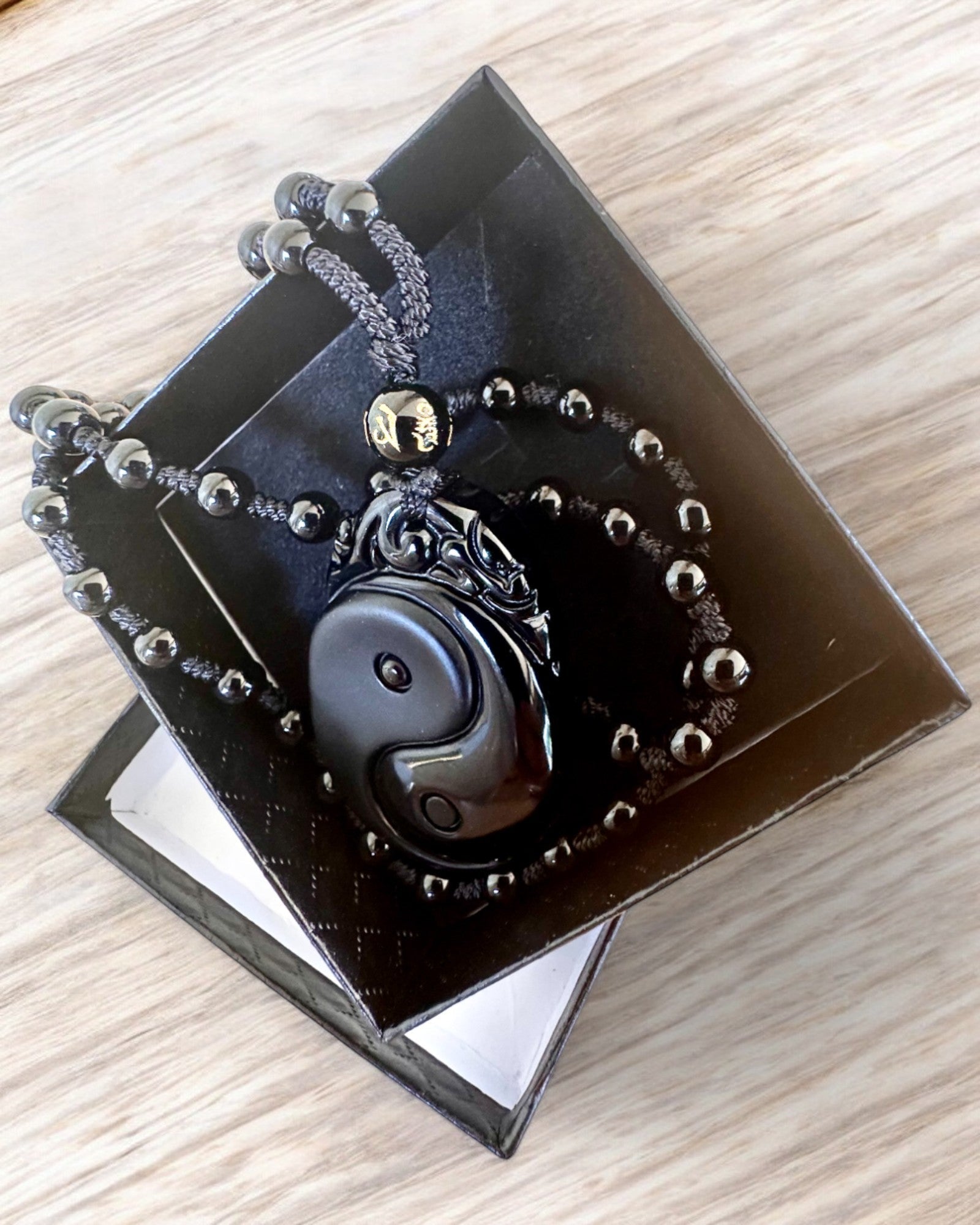 Amuleto de Obsidiana Yin Yang con Grabado - Armonía y Protección, personalización con grabado para regalo