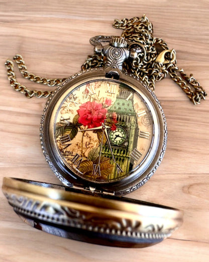 Reloj de bolsillo "Vintage Charm" personalización con grabado para regalo