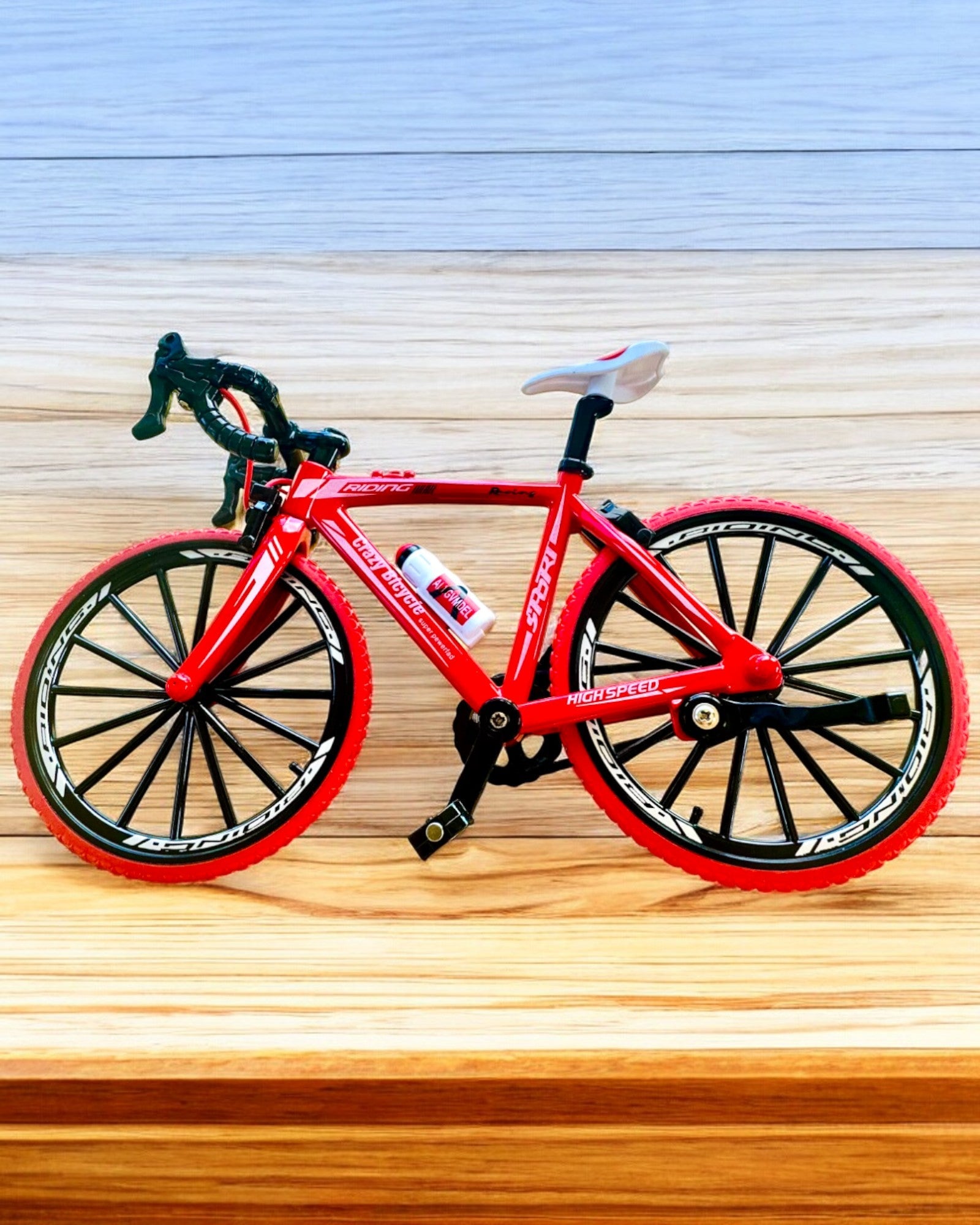 Modelo Miniatura de Metal Bicicleta Roja "SpeedMaster" personalización con grabado para regalo, 2 variantes de color