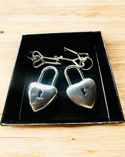 Llaves del Amor - 2 mini Candados de Plata en Forma de Corazón, posibilidad de personalización con grabado para regalo