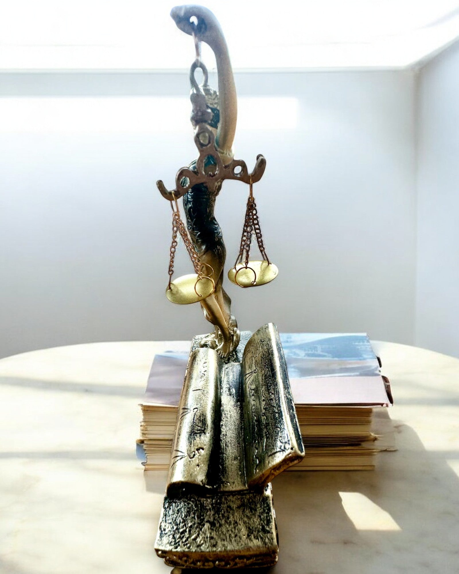 Estatuilla "Justicia 2" - Diosa de la Justicia – Decoración Artística para Estante, Artesanía de Resina, personalización con grabado