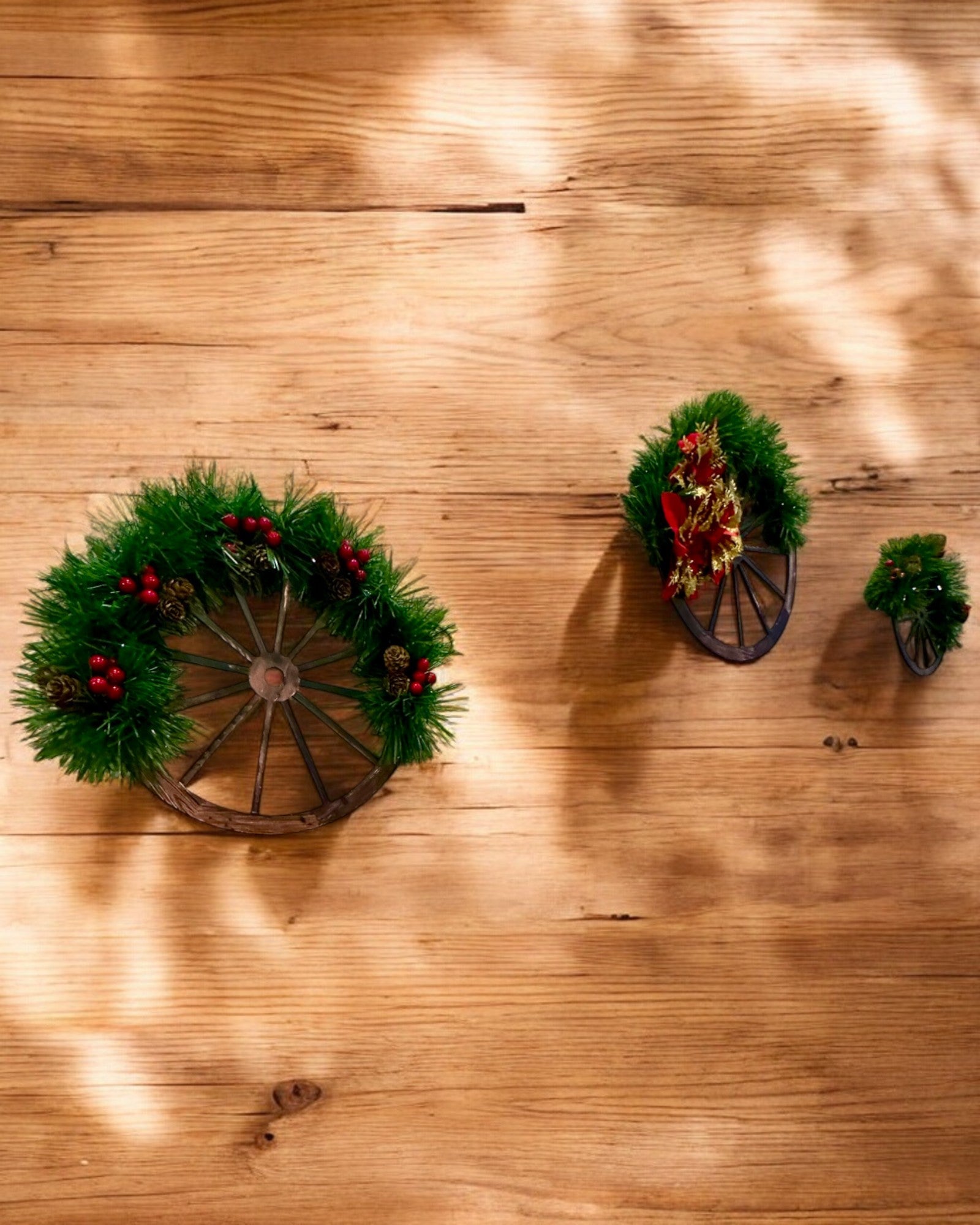 Conjunto Decorativo de 3 Ruedas Navideñas "Estrella Alegre" - posibilidad de personalización con grabado para regalo