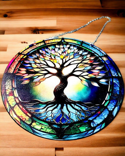 'Colgante Prismático Solar 'Árbol de la Vida' - Decoración Colorida Ventana'