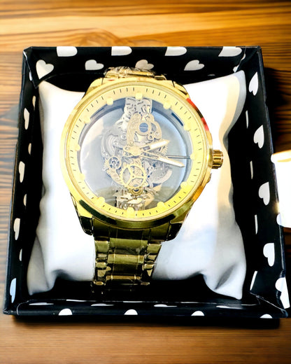 Reloj Deportivo Masculino con Mecanismo de Cuarzo Transparente y Pulsera de Aluminio – Ideal para Regalo. Personalización con grabado.