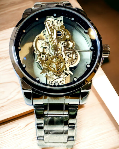 Reloj de Hombre Elegante de Cuarzo - Mecanismo Transparente y Elegancia Deportiva