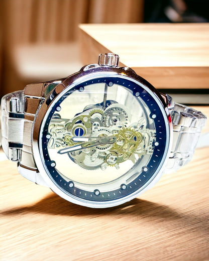 Reloj de Hombre Elegante de Cuarzo - Mecanismo Transparente y Elegancia Deportiva