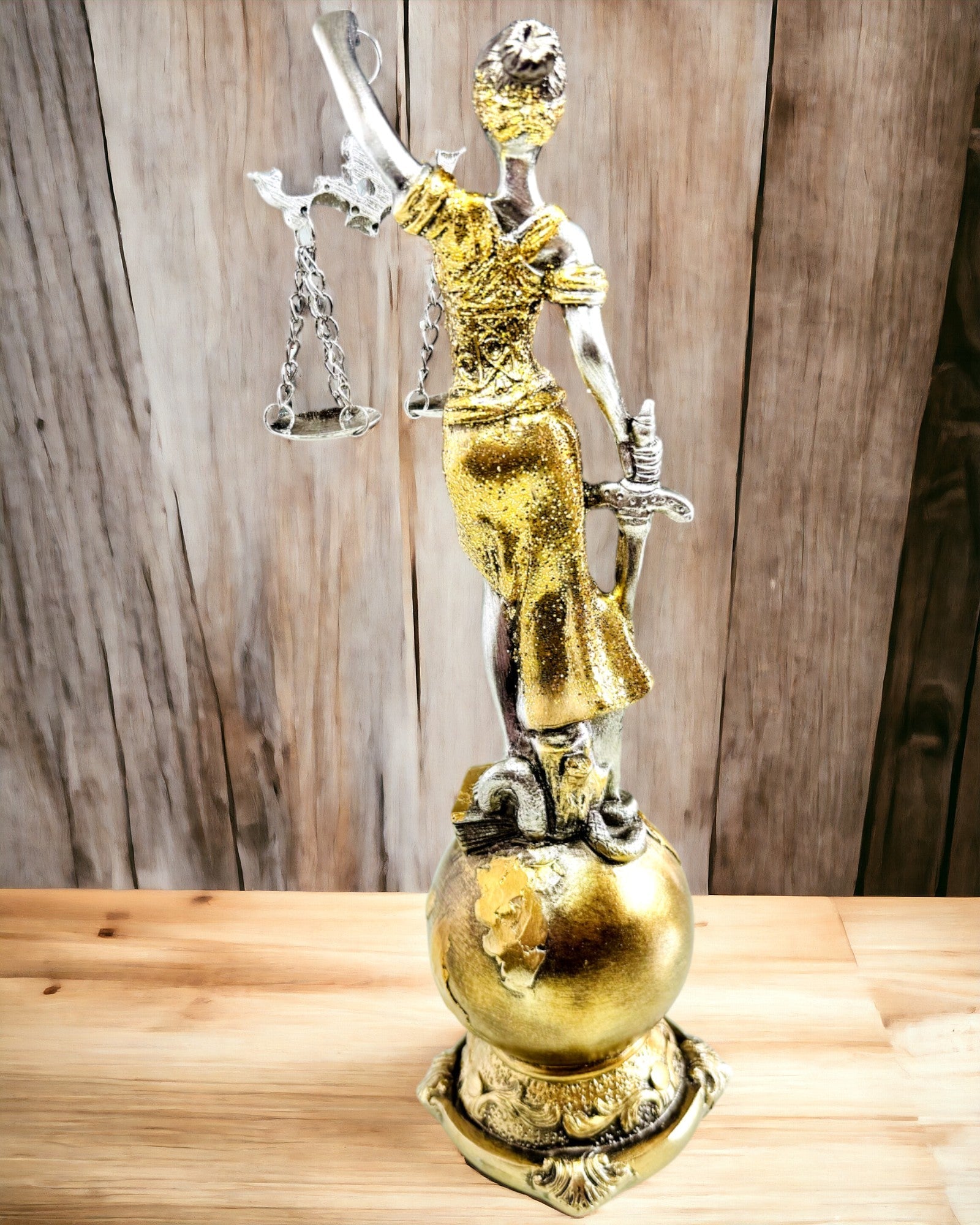 Estatuilla de la Diosa de la Justicia – Decoración Artística para Estante, Artesanía de Resina, personalización con grabado