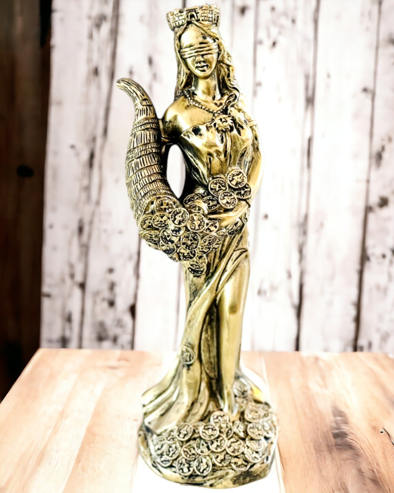 "Estatua de la Diosa de la Abundancia" - Estatua Decorativa de Resina de la Fortuna para el Hogar y la Oficina - posibilidad de personalización con grabado