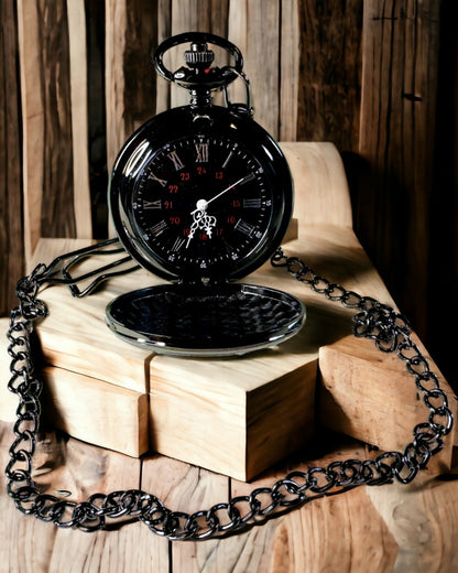 Reloj de bolsillo negro "Elegancia del Tiempo" con opción de personalización