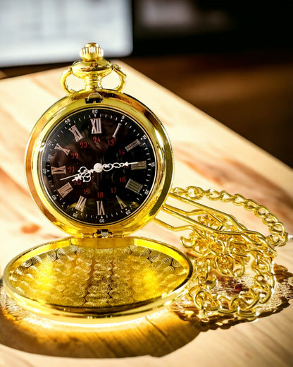 Reloj de bolsillo de color dorado con posibilidad de grabado