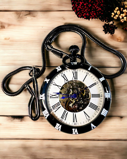 Reloj de bolsillo mecánico con mecanismo visible – Opción de personalización