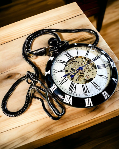 Reloj de bolsillo mecánico con mecanismo visible – Opción de personalización