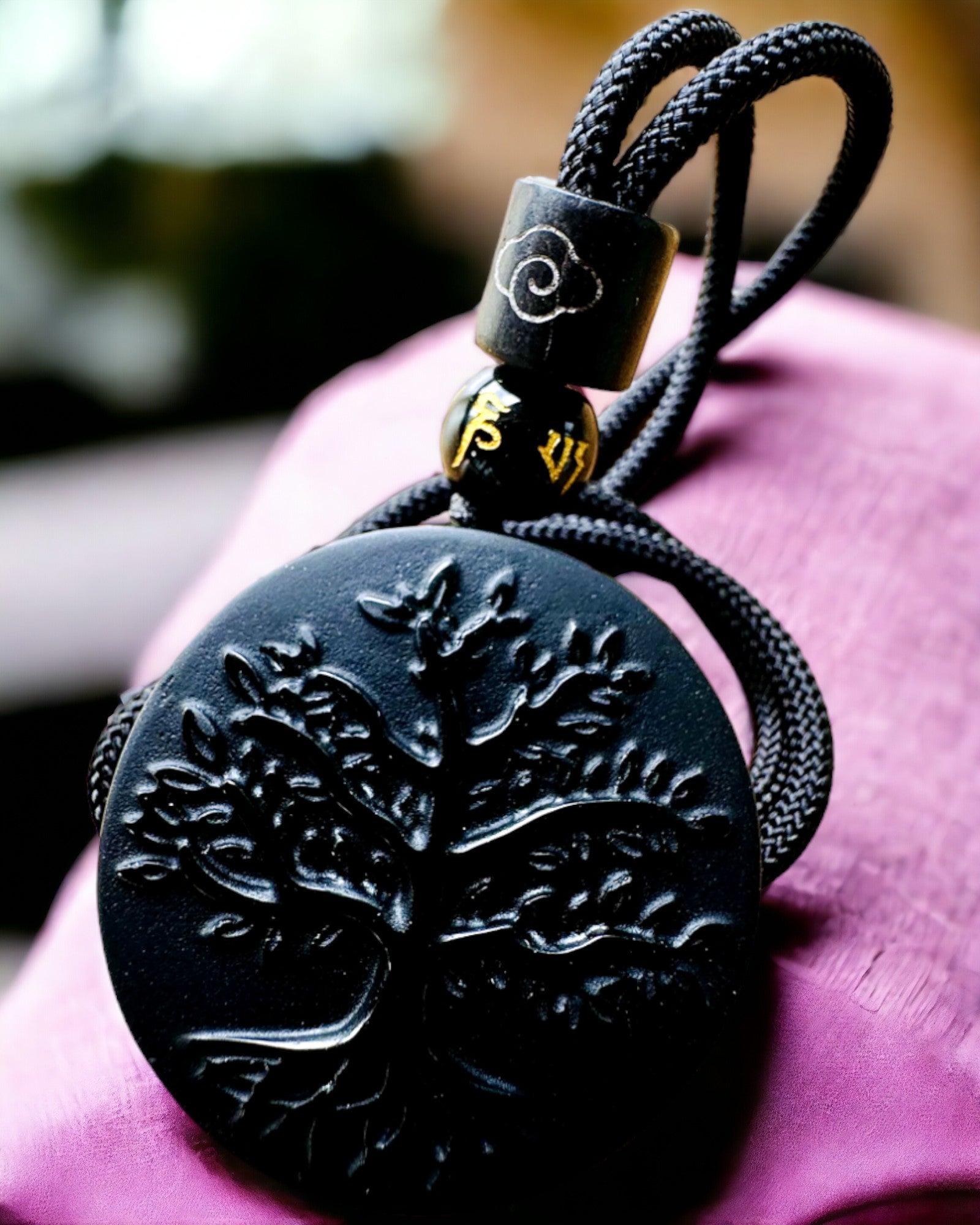 Collar "Árbol de la Vida" de Obsidiana - personalización con grabado