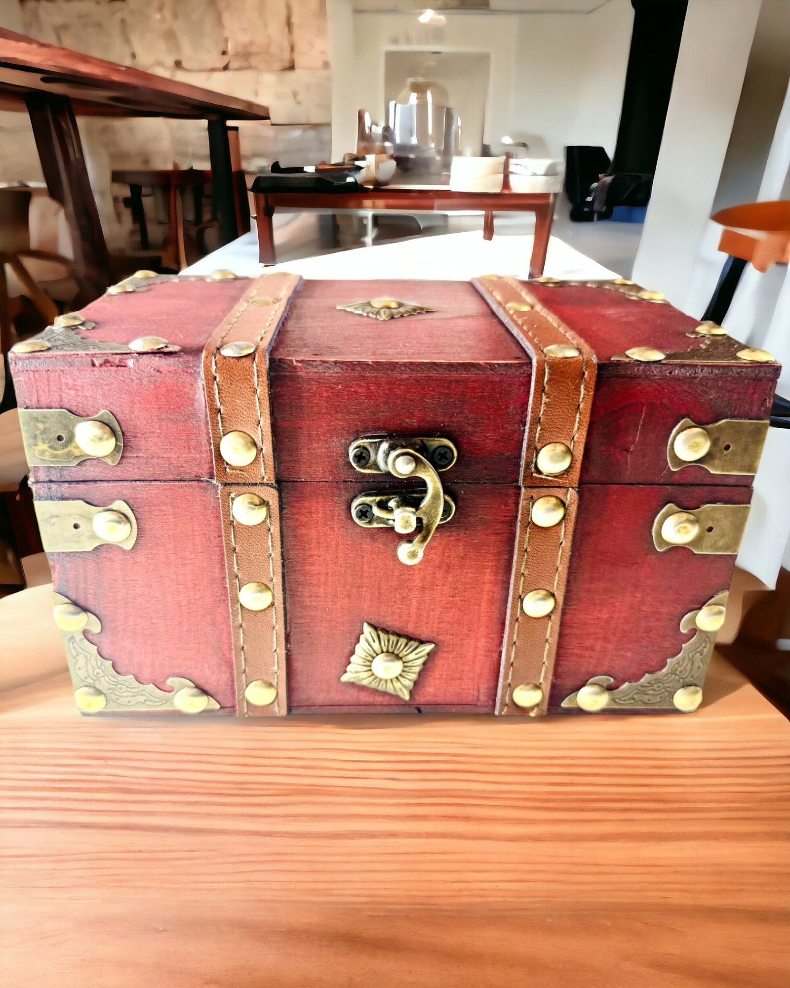 Caja de Madera 'Cofre Pirata del Tesoro' – Caja Vintage para Joyería y Baratijas