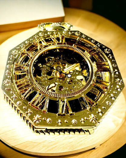 Reloj de Bolsillo Exclusivo en Estilo Steampunk con Mecanismo Visible en la Esfera - Elegancia Clásica