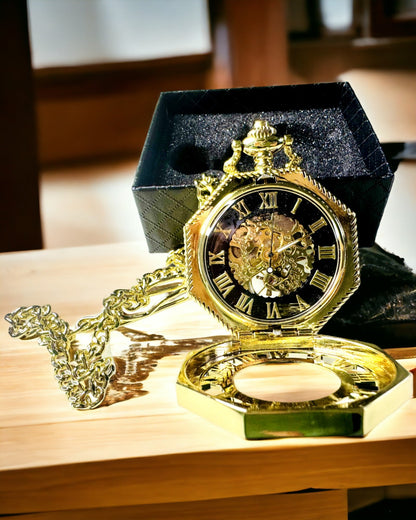 Reloj de Bolsillo Exclusivo en Estilo Steampunk con Mecanismo Visible en la Esfera - Elegancia Clásica