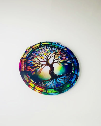 'Colgante Prismático Solar 'Árbol de la Vida' - Decoración Colorida Ventana'