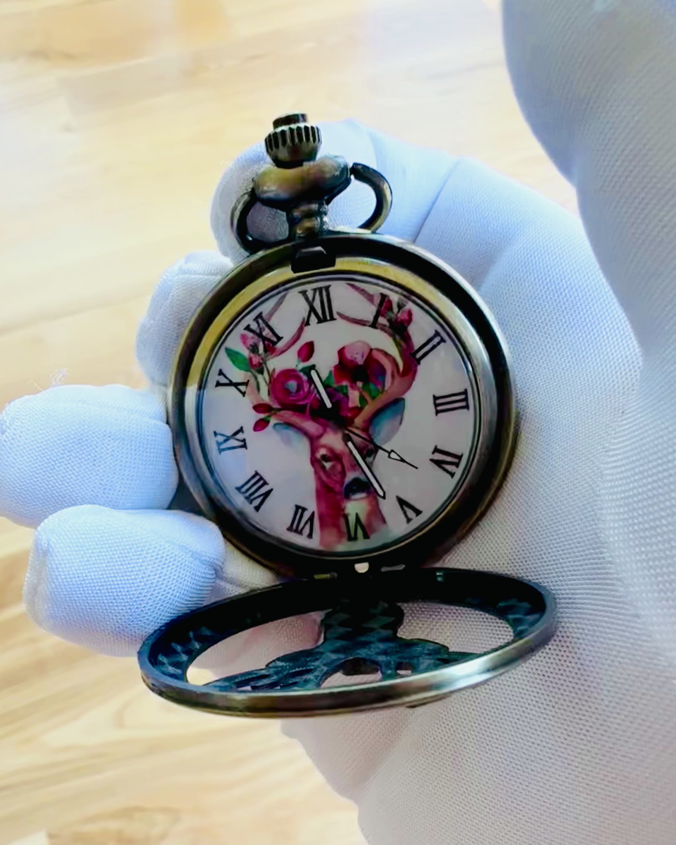 Reloj de bolsillo "Guardabosques" - Reloj elegante con motivo de ciervo, posibilidad de personalización con grabado